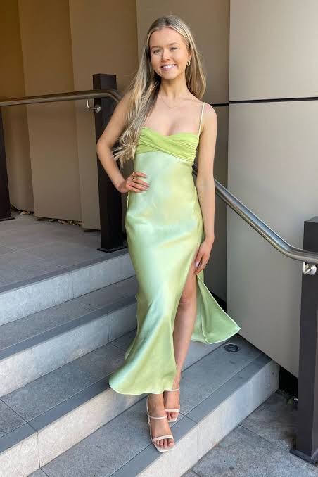 PM556,Spaghetti Straps Apple Green Sheath Long Prom Evening Dresses