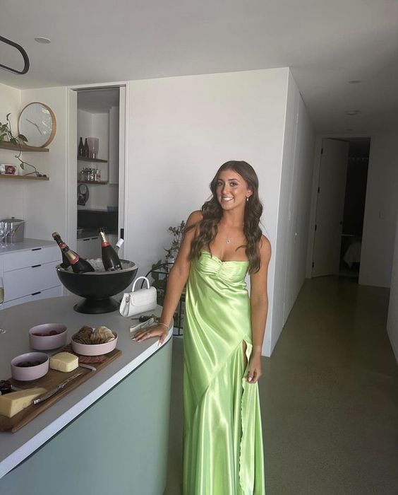 PM559,Apple Green Sleeveless Silk Satin Ruffles Prom Evening Dresses prommirror PM559,Apple Green Sleeveless Silk Satin Ruffles Prom Evening Dresses prommirror