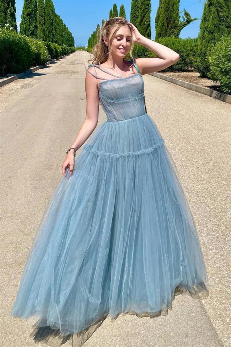 Plus Size A-Line Tulle Prom Evening Dress