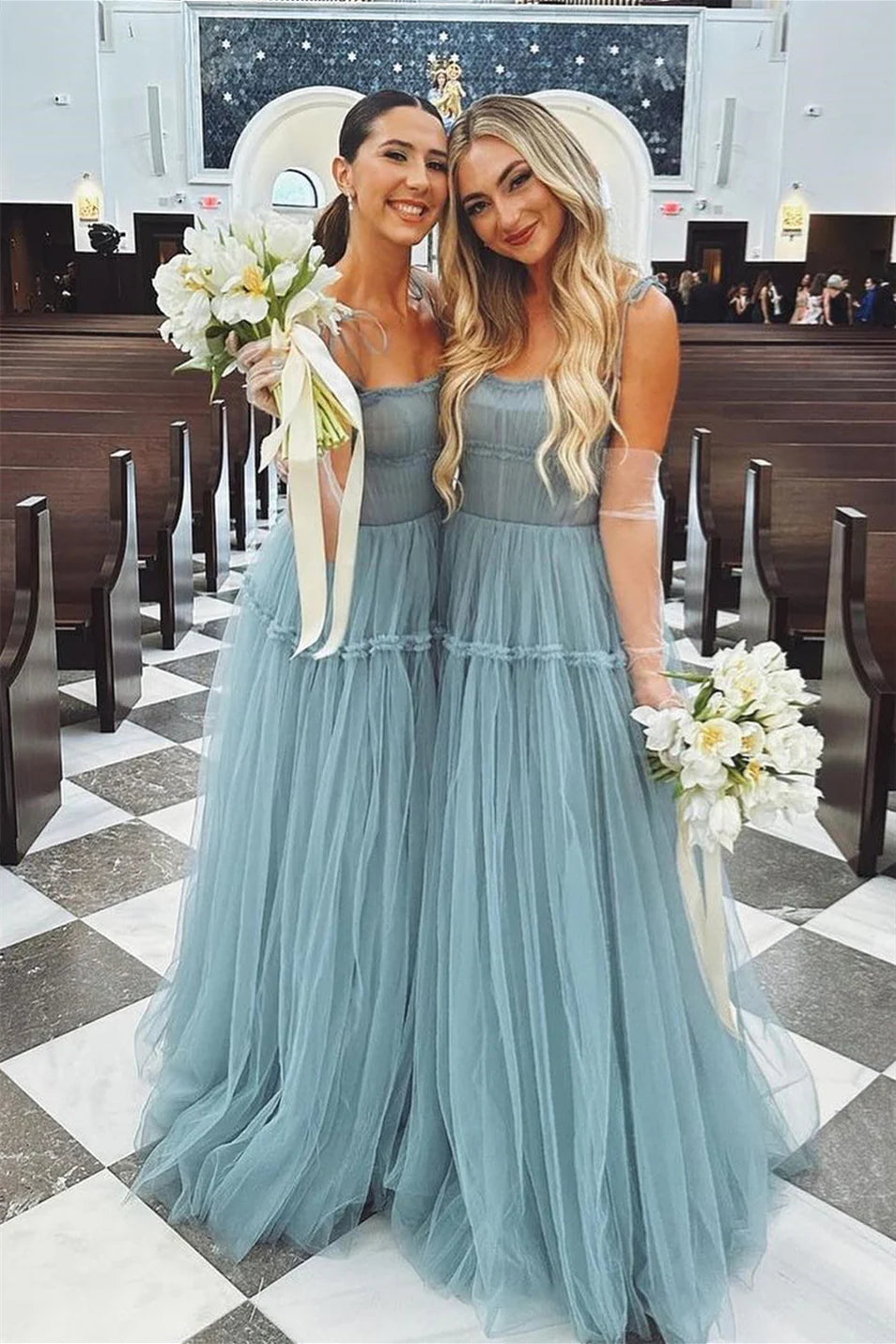 Plus Size A-Line Tulle Prom Evening Dress