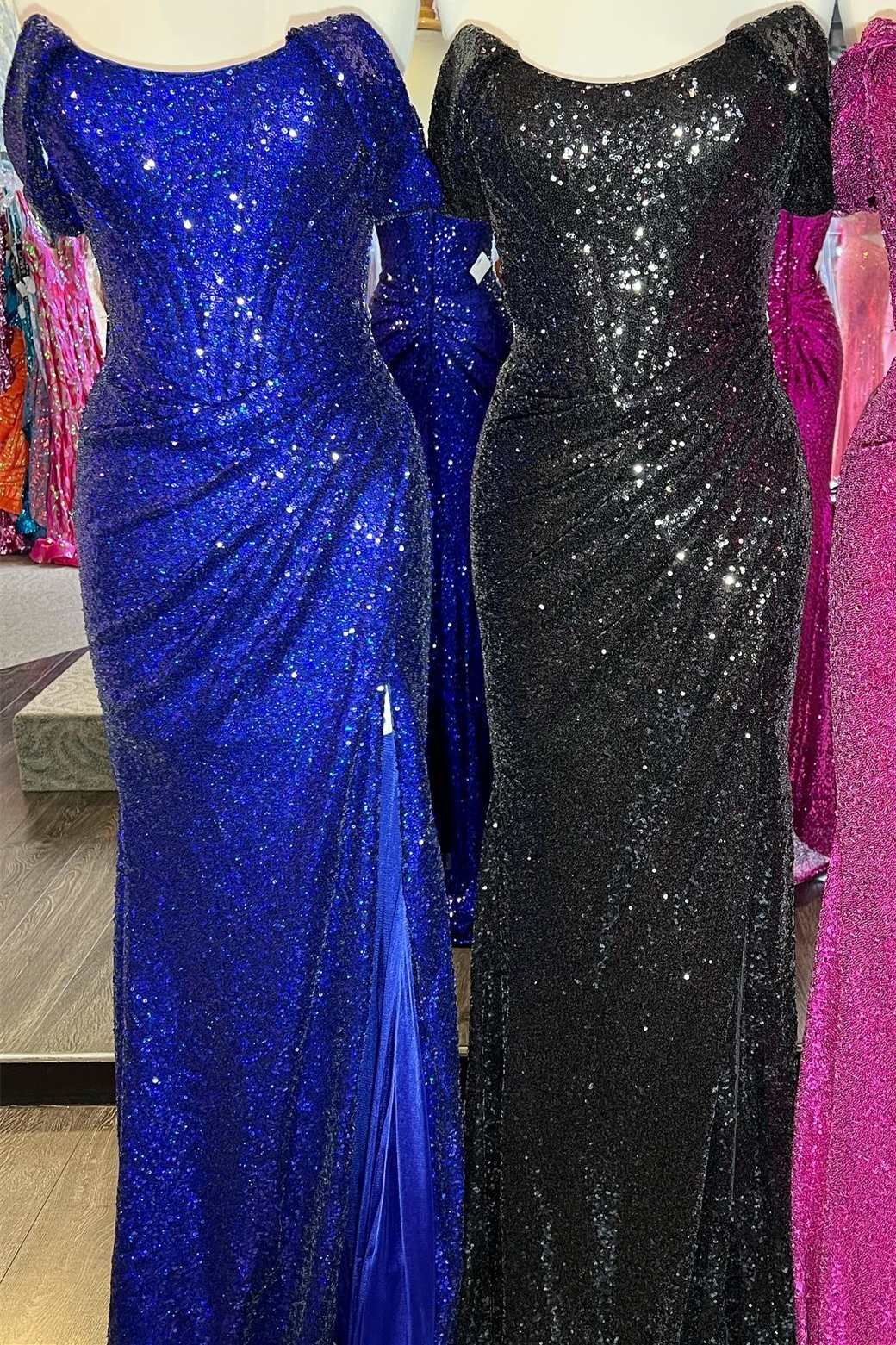 Off The Shoulder Sequin Prom Dresses, Evening Dress Long Party Gown