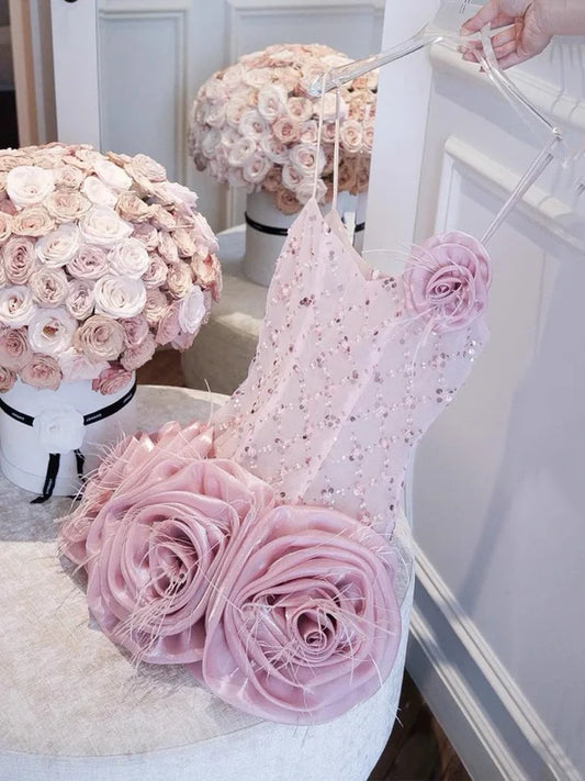 Cute Sheath Spaghetti Straps Pink Mini Party Dresses Short Formal Homecoming Dresses Night Chic Elegant Short Dresses Cocktail Dress 16th Birthday Outfits Tulle Hoco Dresses