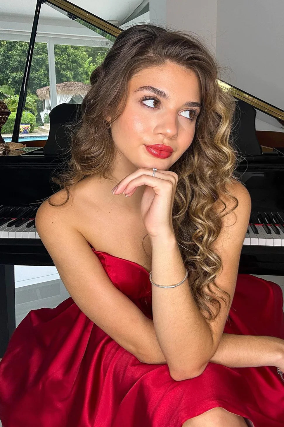 PM531,Sweetheart Red Satin A-Line Homecoming Dress, Mini Dance Gown