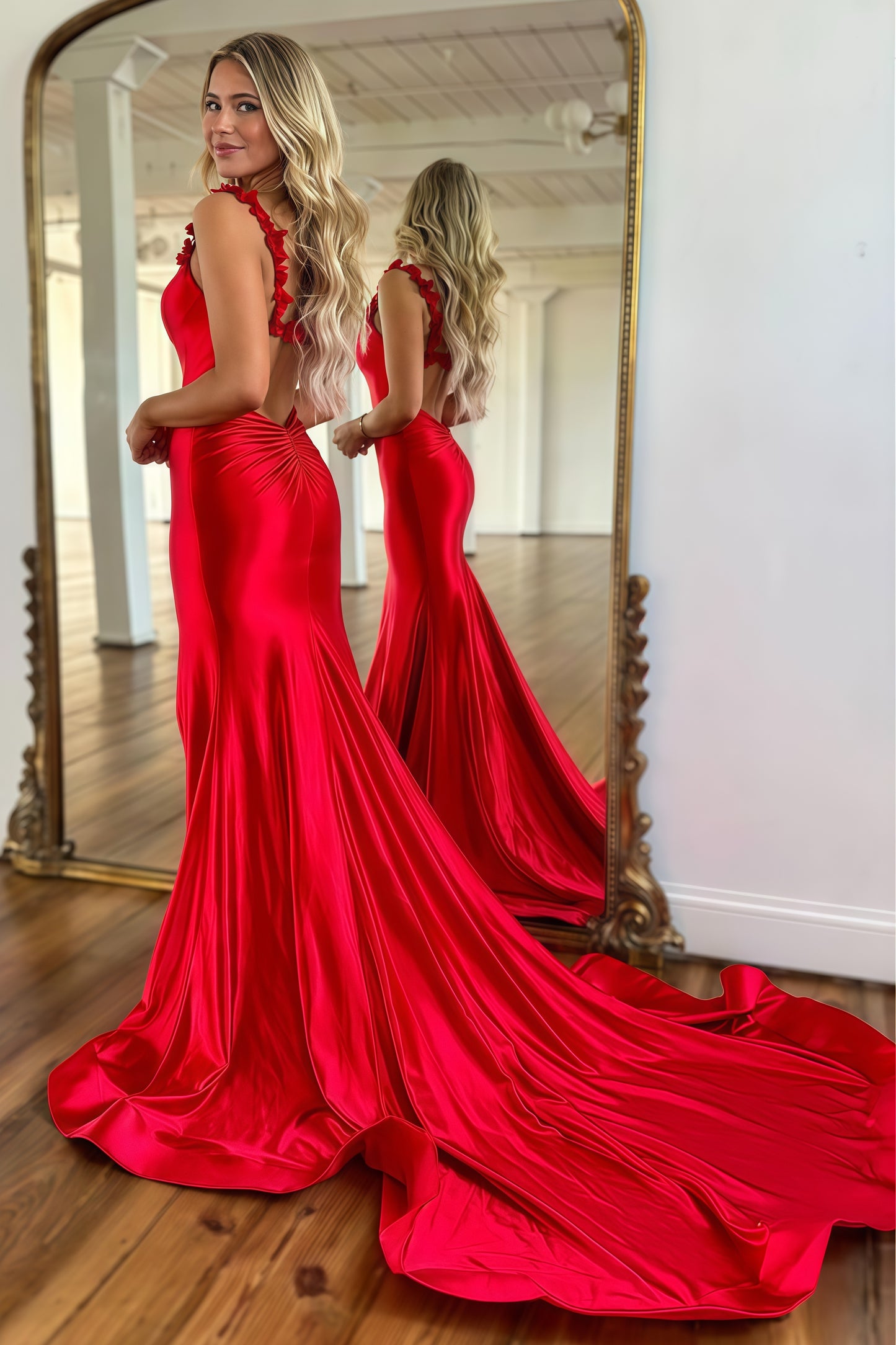 Black Mermaid Long Prom Dress, Backless Evening Party Dress