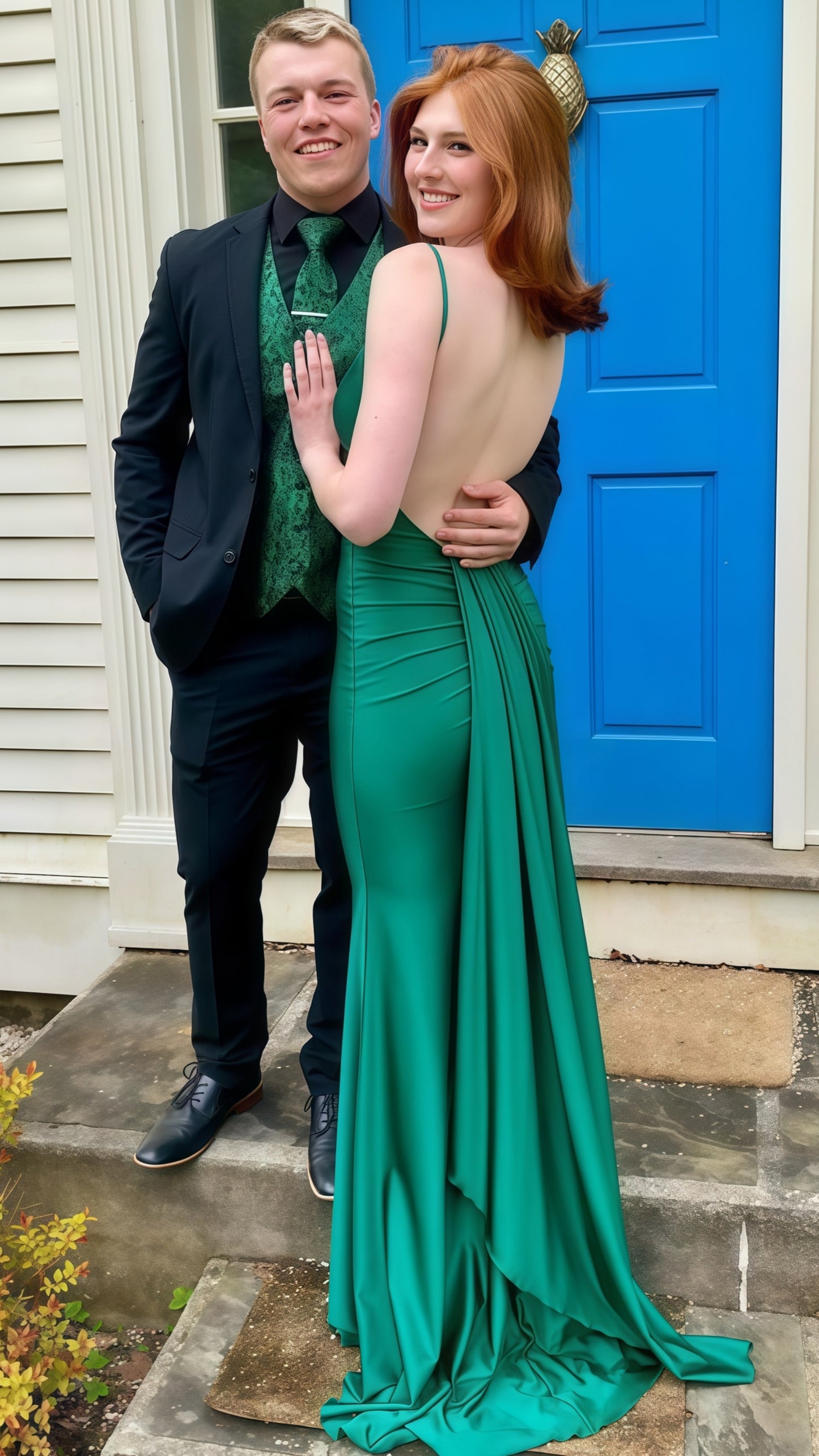 Blue Prom Dress, Mermaid Prom Dresses, Open Back Evening Dress