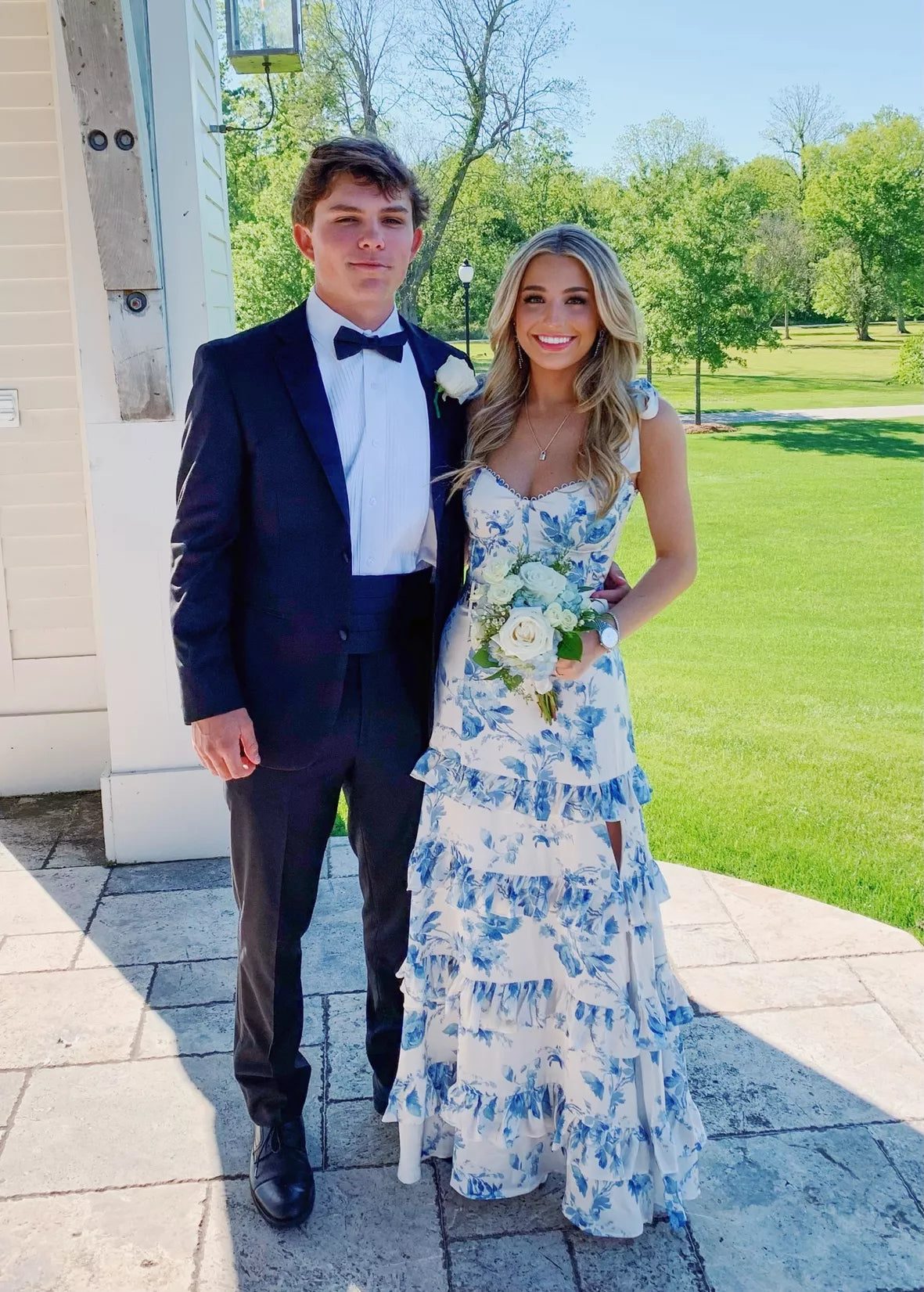 Chic Floral Ruffle Prom Dresses Long Prom Dress 20th Birthday Dress