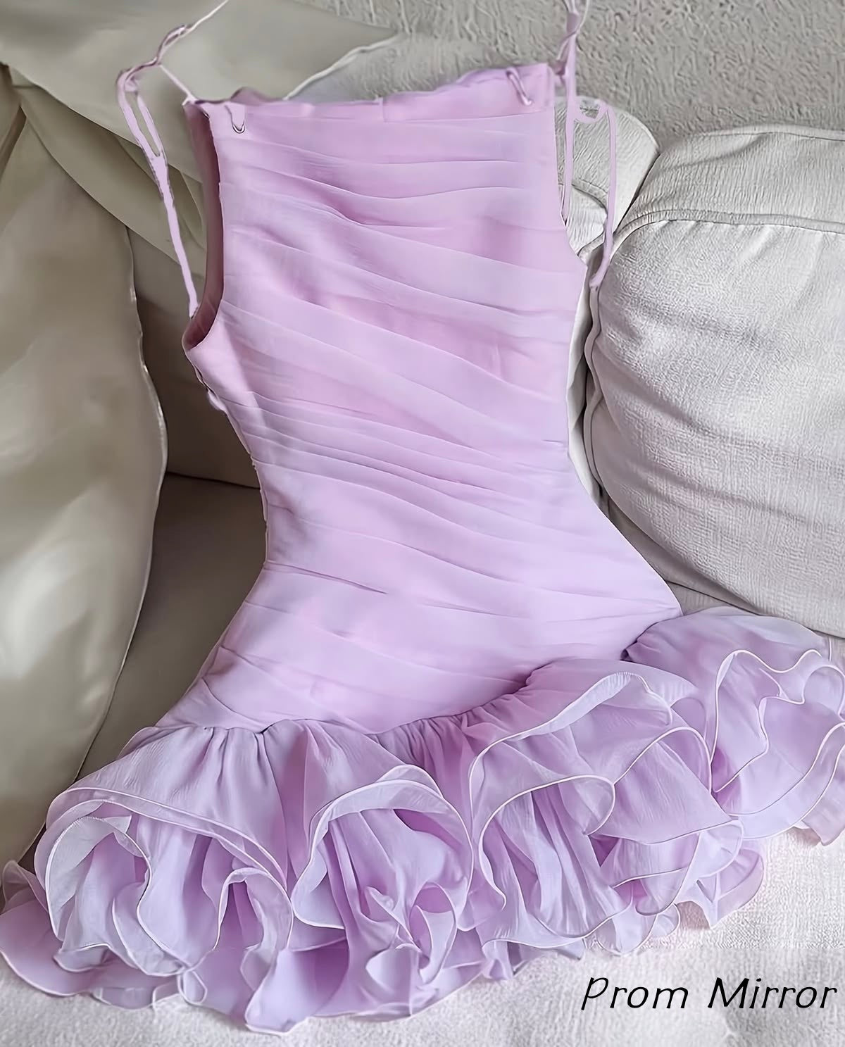 Chic Lilac Pleated Ruffle Bodycon Homecoming Dress
