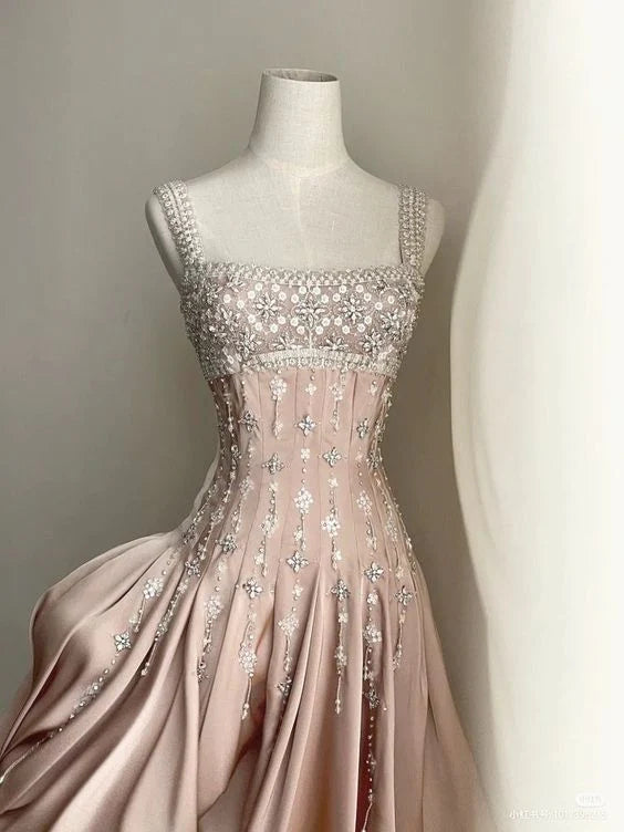 Sparkly A Line Square Neck Silver Beads Sequin Short Formal Homecoming Dresses Party Graduation Dress Hoco Dresses