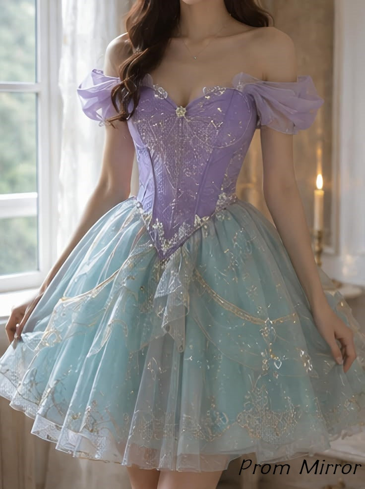 Fairy Off The Shoulder A-Line Homecoming Dresses Short Party Dress