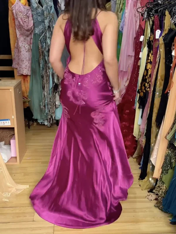 Fancy Mermaid Spaghetti Straps Green Backless Long Prom Dress Evening Dress Formal Dress