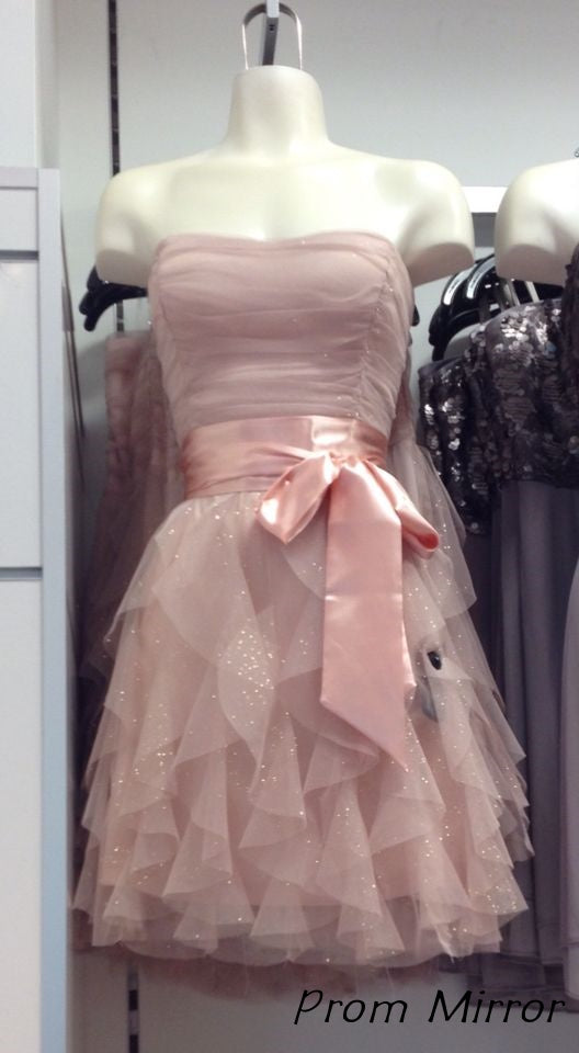 Glitter Strapless Pink Tulle Homecoming Dresses