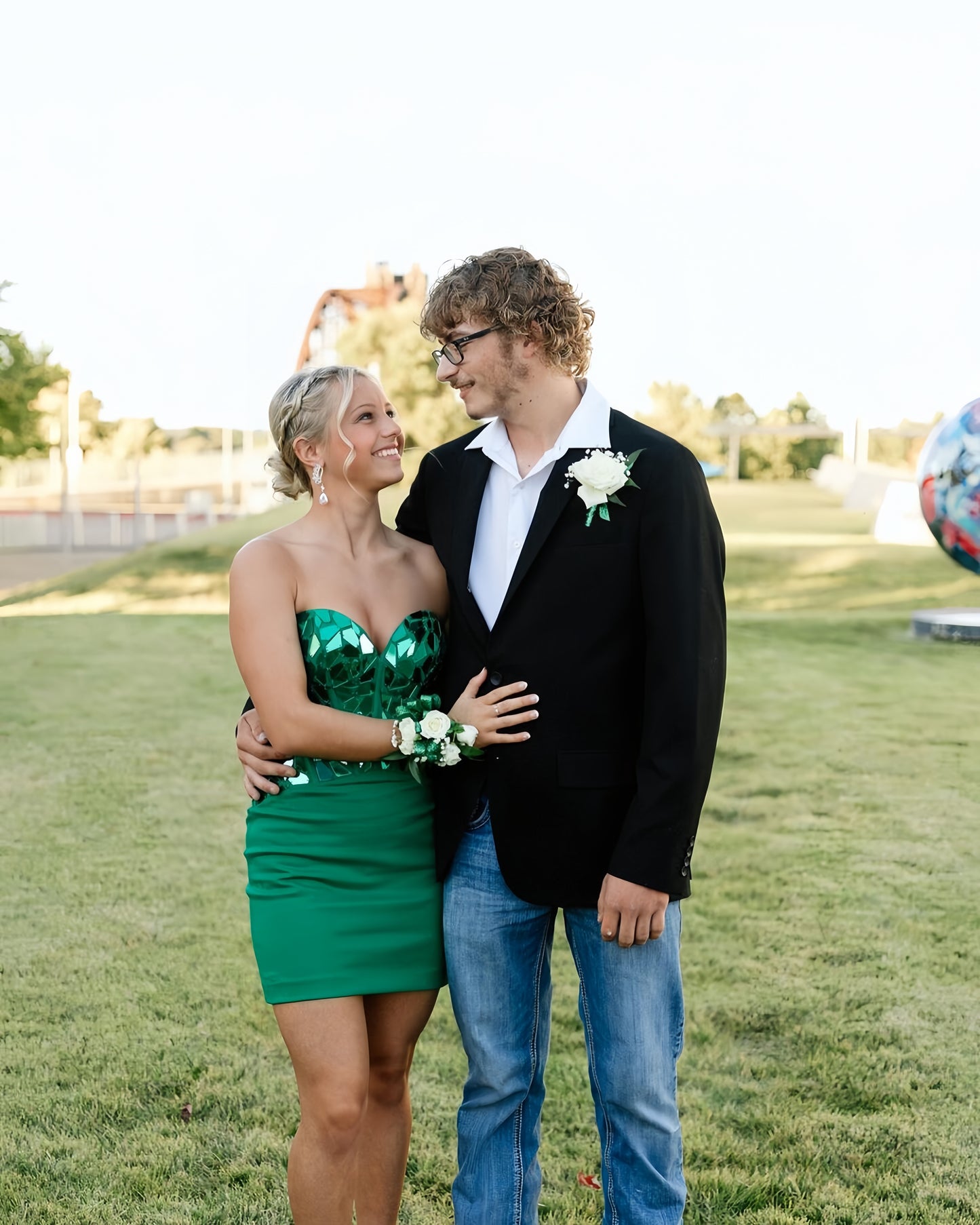 Sweetheart Green Mirror Glass Homecoming Dress