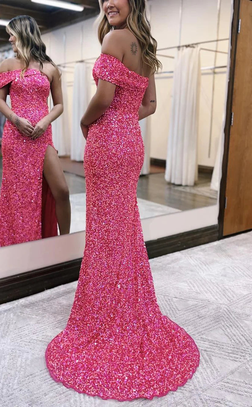 Mermaid Sequin Slit Sexy Prom Dress