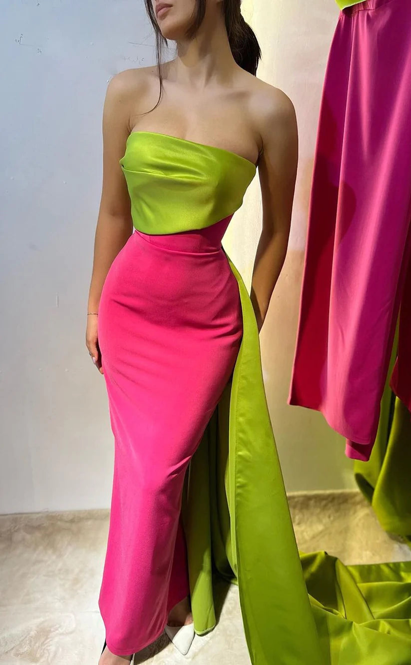 New Styles Strapless Bodycon Satin Prom Dress