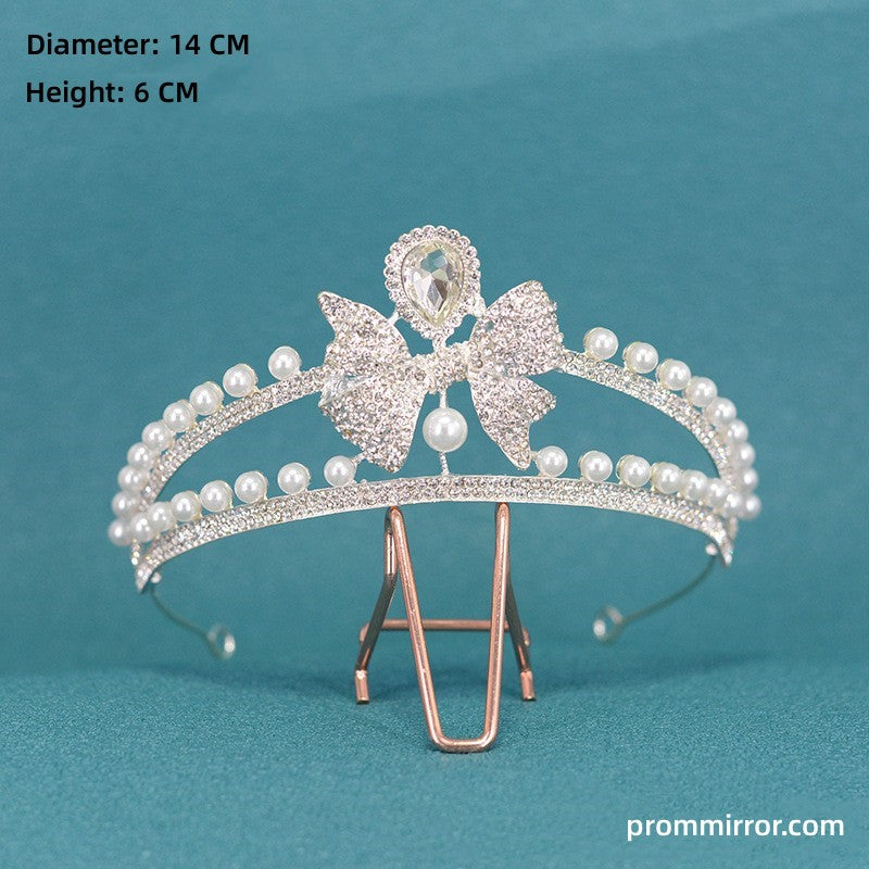Princess Pearl Bowknot Queen Birthday Crown
