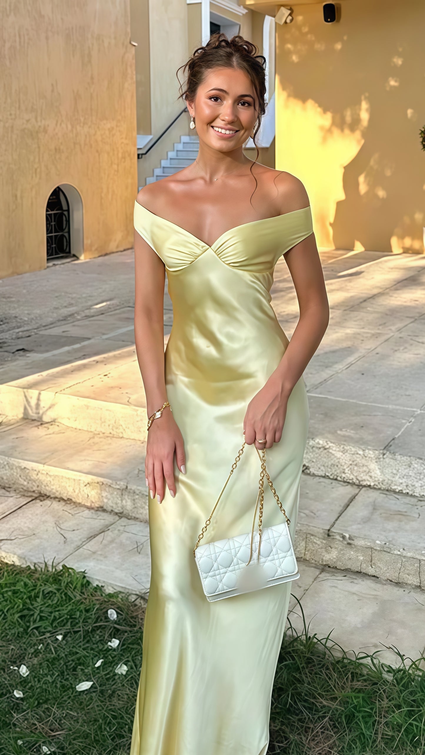 Off The Shoulder Sheath Long Prom Dress, V-Neck Floor Length Party Dress
