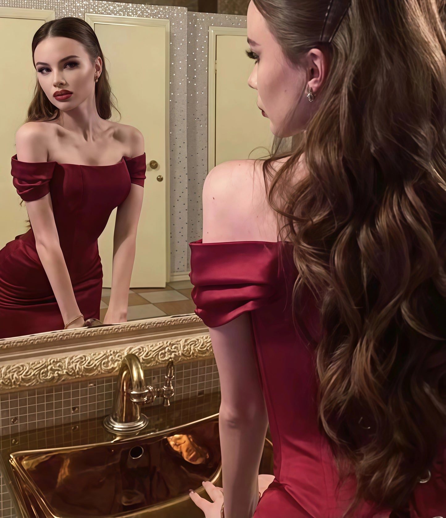 Off The Shoulder Burgundy Mermaid Prom Dress Floor Length Party Gown