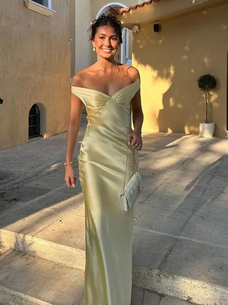 Off The Shoulder Sheath Long Prom Dress, V-Neck Floor Length Party Dress