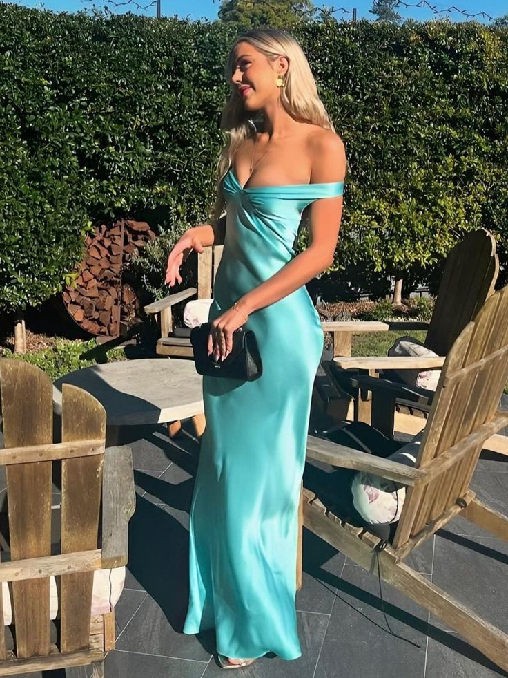 Off The Shoulder Sheath Long Prom Dress, V-Neck Floor Length Party Dress