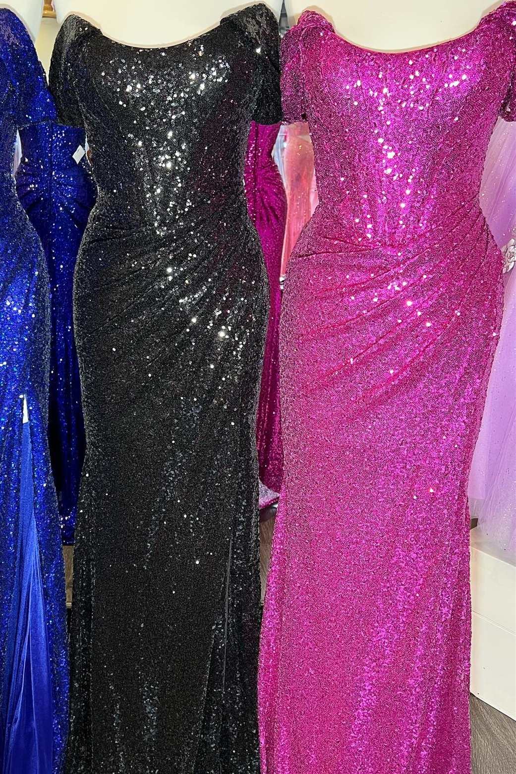 Off The Shoulder Sequin Prom Dresses, Evening Dress Long Party Gown