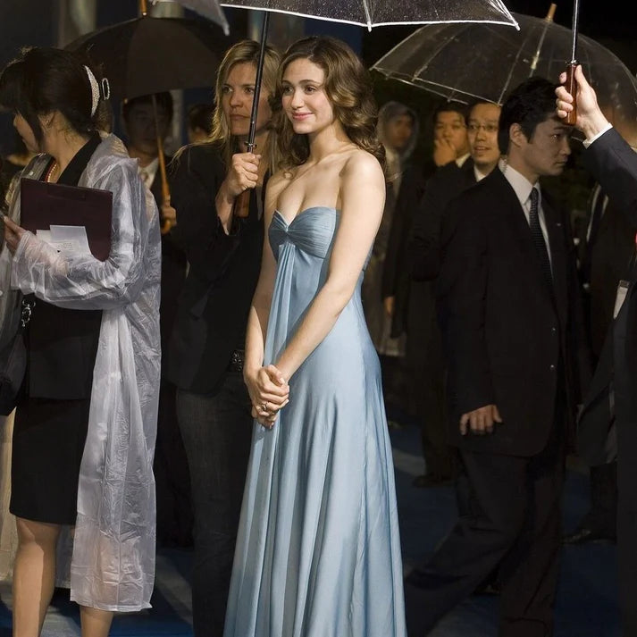 Simple A-Line Sweetheart Blue Satin Long Prom Dresses Formal Evening Dress