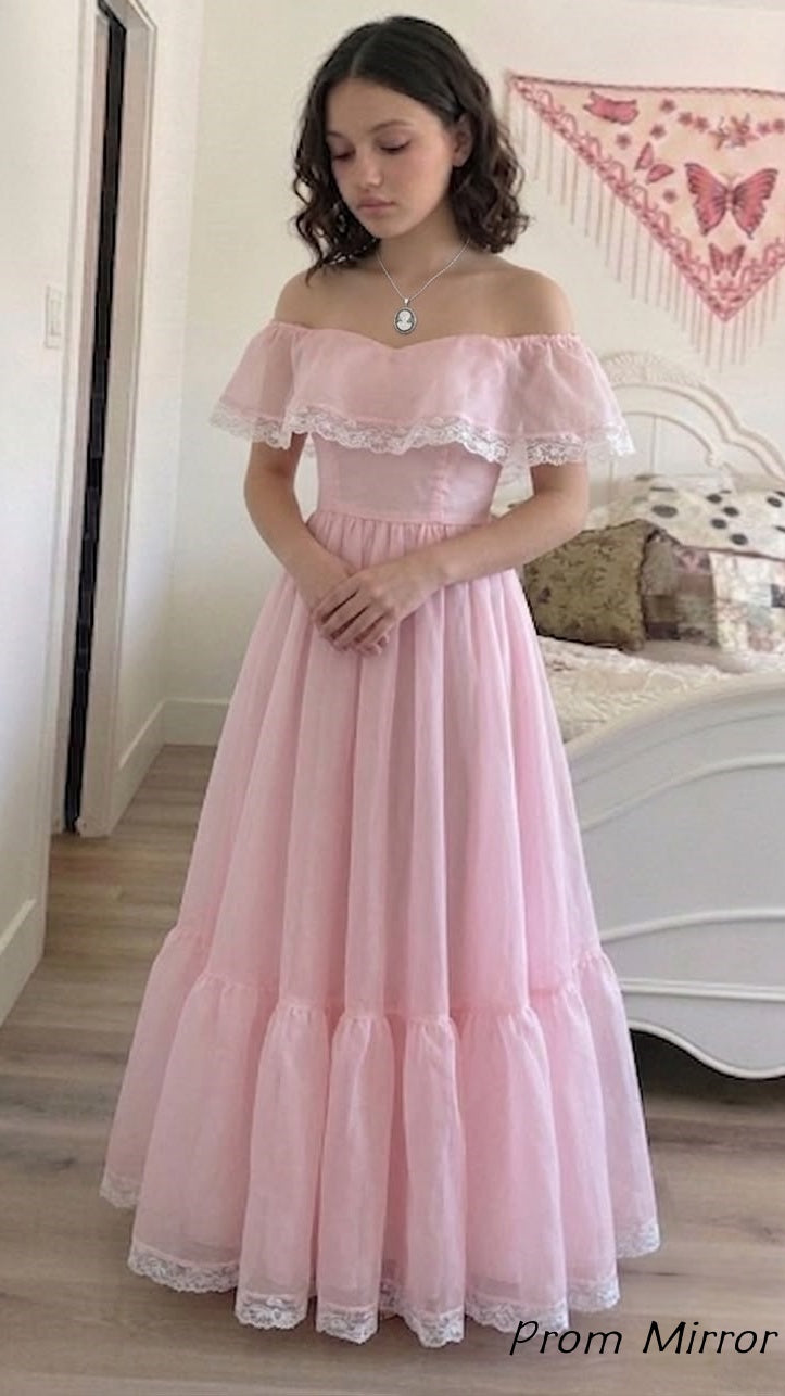 Vintage Off The Shoulder Lavender A-Line Homecoming Party Dress