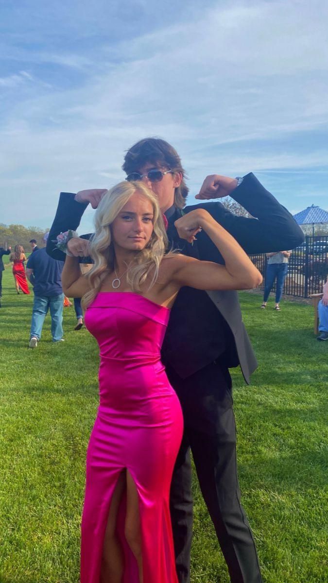 Hot Pink Strapless Bodycon Prom Dresses