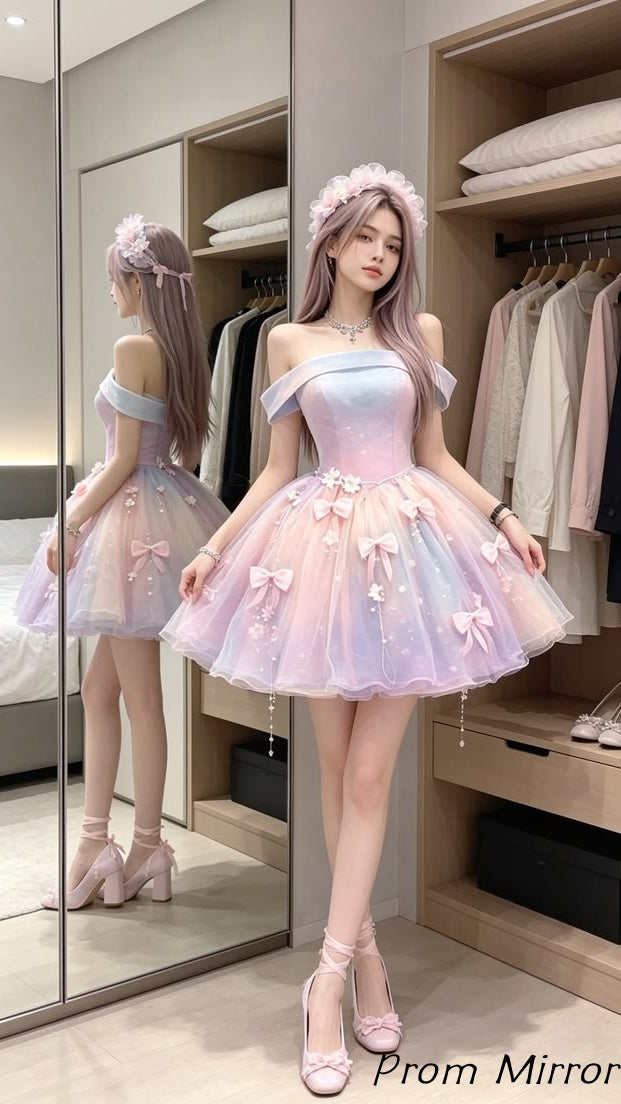 Fairy Colorful Off The Shoulder A-Line Homecoming Dresses