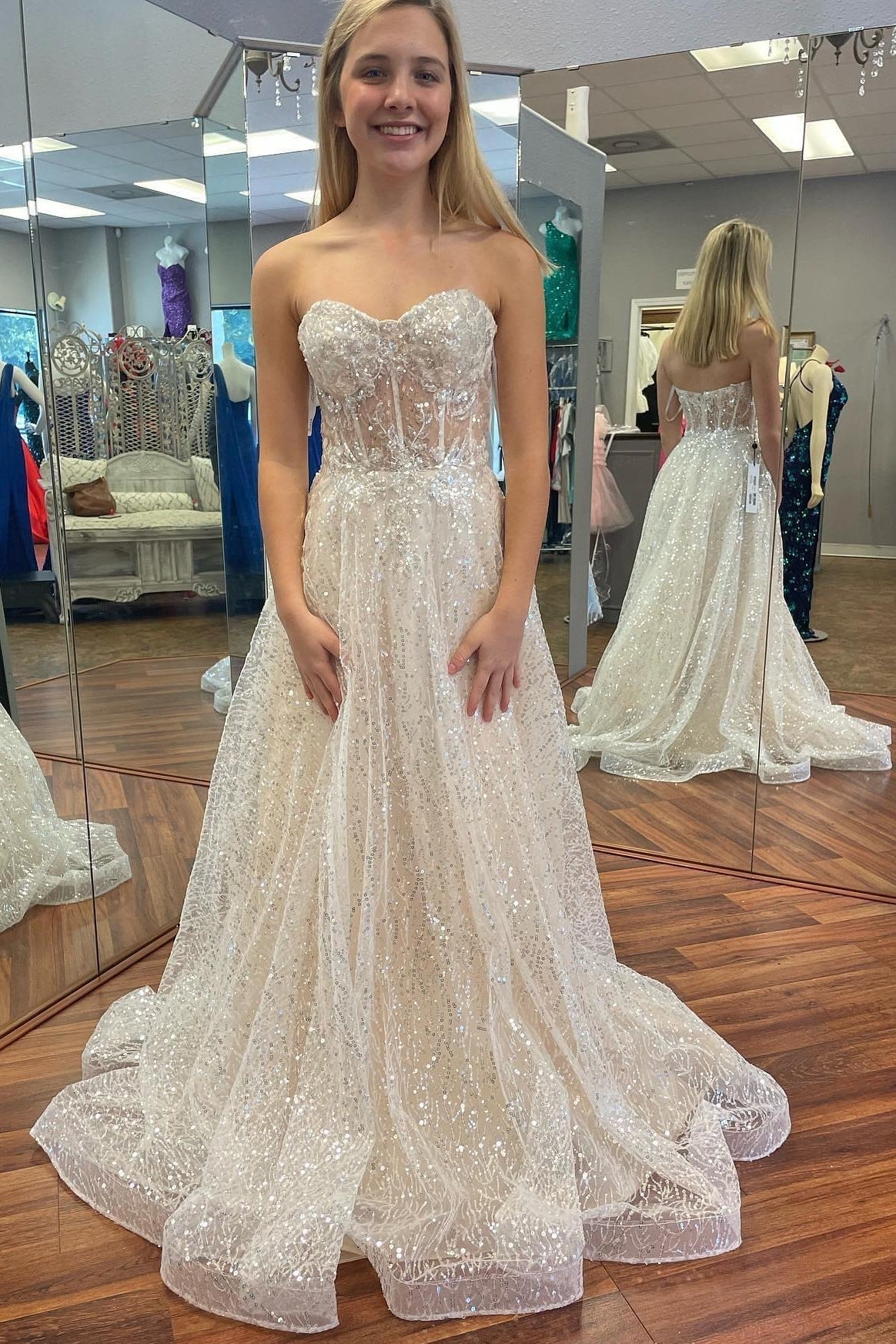 Blue Sweetheart A-line Long Formal Dress