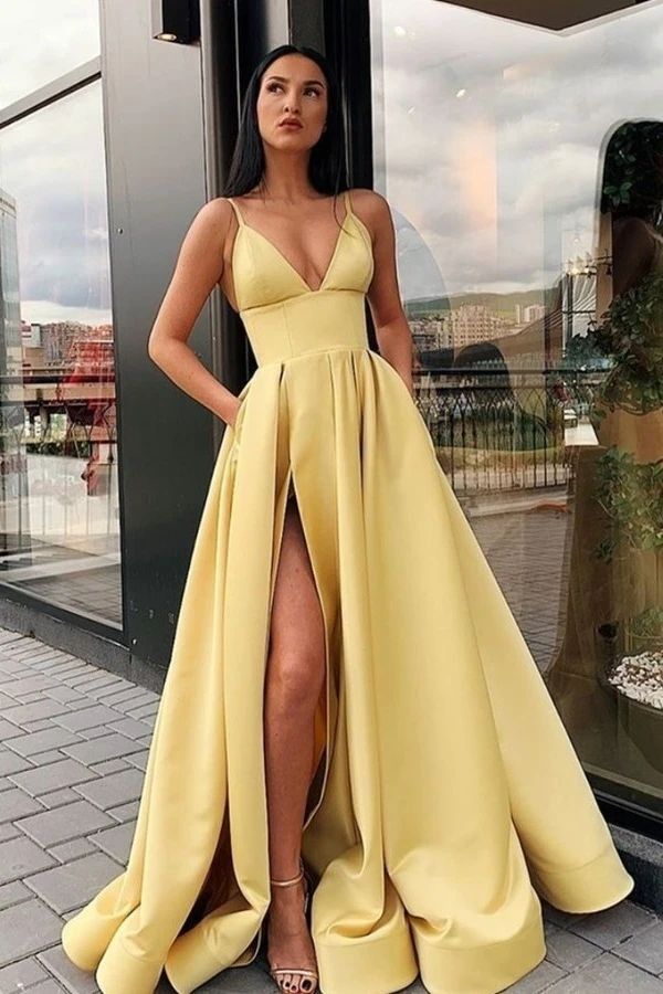 PM010, Simple a-line prom dresses, spaghetti straps prom evening dresses