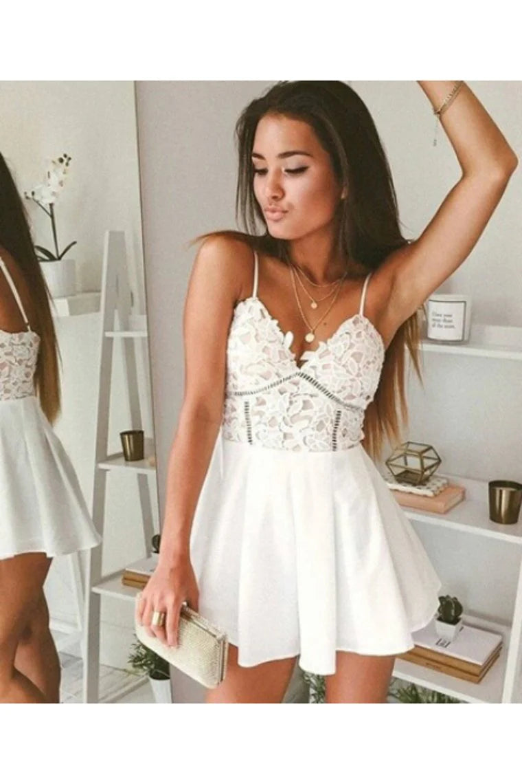 PM125,2022 Sexy Spaghetti Straps A Line Homecoming Dresses Chiffon Short/Mini Dresses