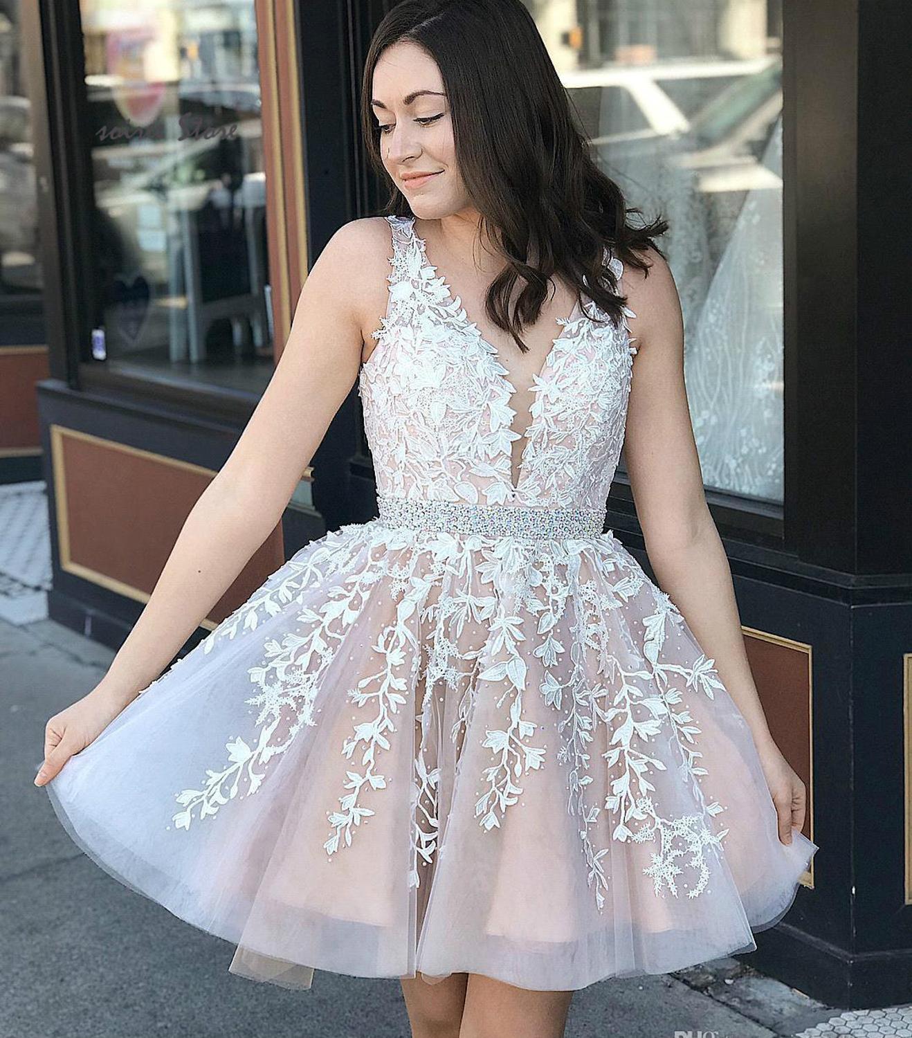 pearl graduation dress Veaul 2026 Charming Lavender Pearl Appliques Sequins Short Homecoming Graduation Dresses 2026 Ball