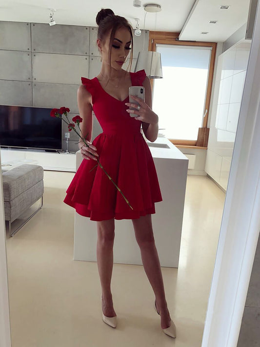 PM047,Red Homecoming Dresses,A-Line Prom Graduation Dress