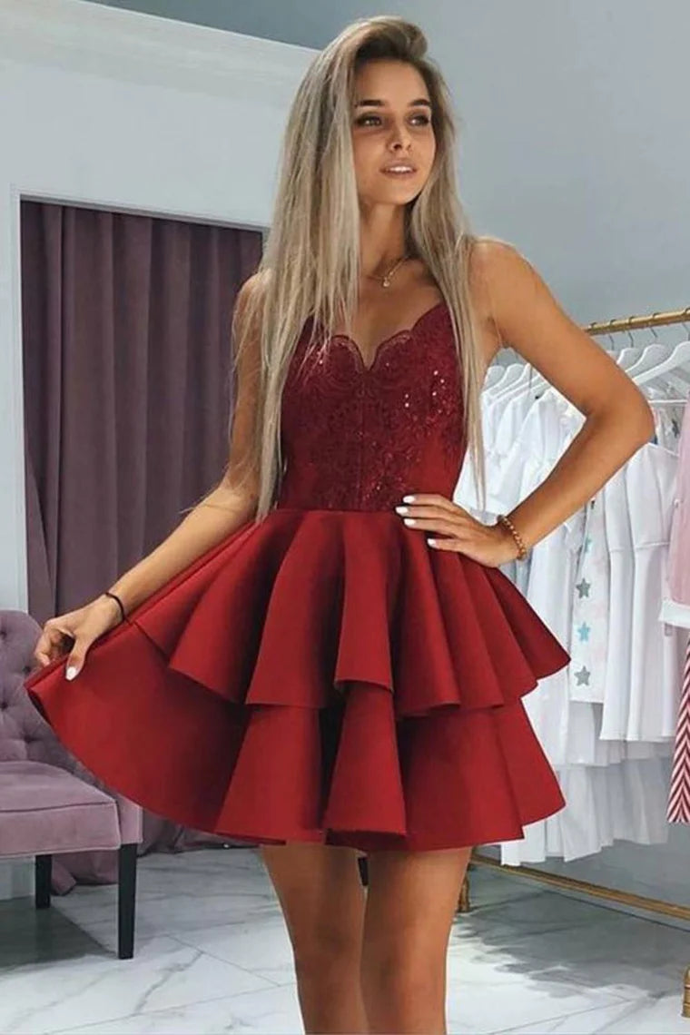 PM045,Cute A-Line Spaghetti Straps Homecoming Dresses,Short Prom Evening Dress