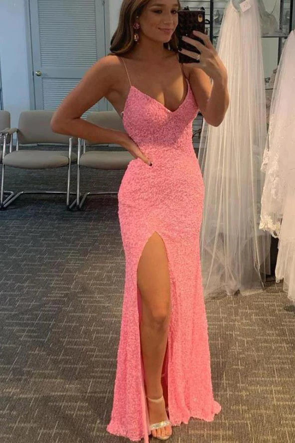 PM101,New Style Sparkly Sequin Mermaid Long Prom Dress, V Neck Long Formal Gown