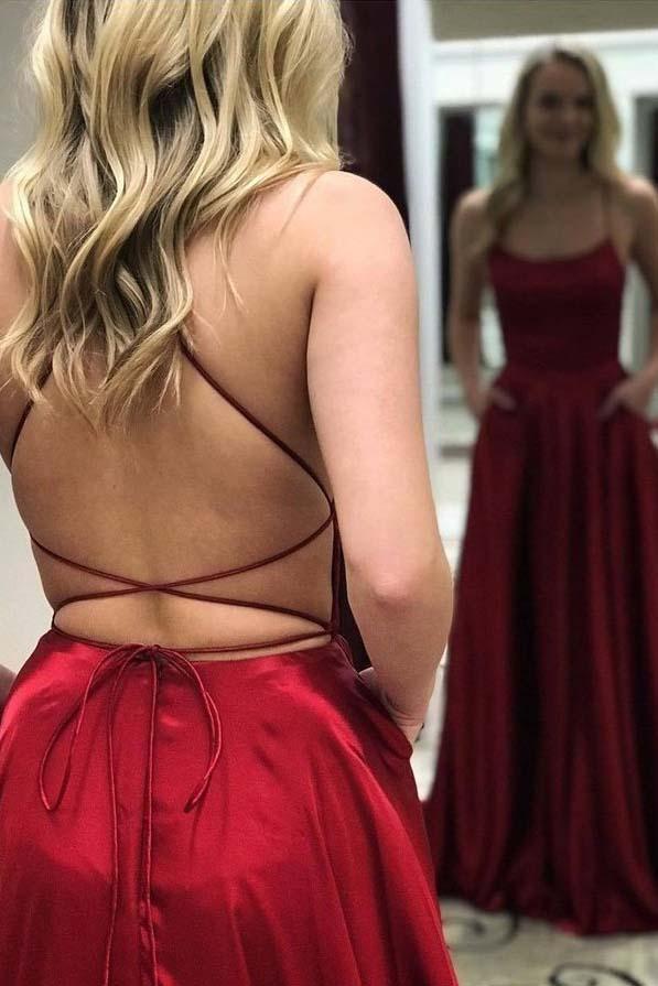 PM107,Spaghetti Strap Simple Prom Dress With Side Slit, Long Bridesmaid Dresses
