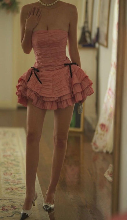 Pink Strapless Short Party Dress Homecoming Dress