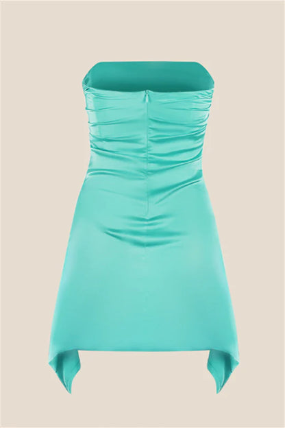 Cheap Strapless Homecoming Dresses Satin Mini School Event Dress