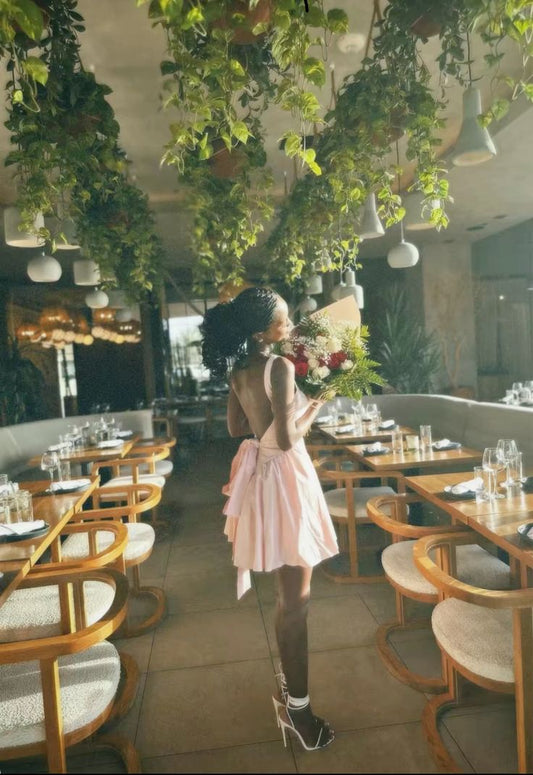 Cute Pink Satin Homecoming Dress Short Birthday Dress
