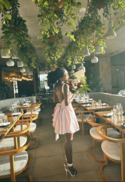 Cute Pink Satin Homecoming Dress Short Birthday Dress
