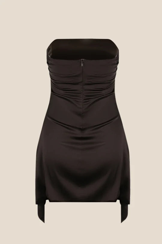 Cheap Strapless Homecoming Dresses Satin Mini School Event Dress