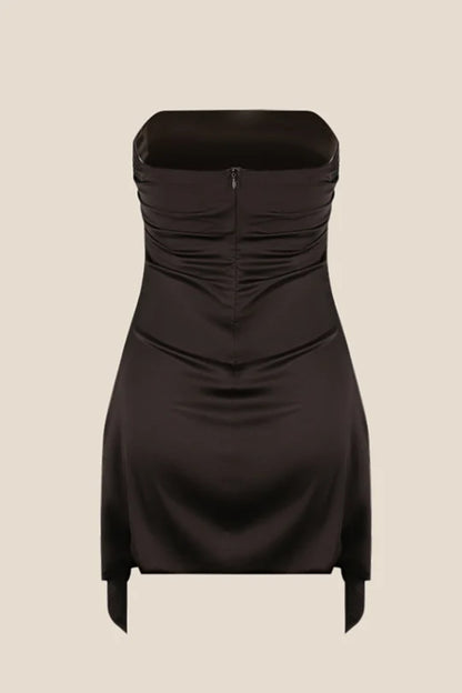 Cheap Strapless Homecoming Dresses Satin Mini School Event Dress