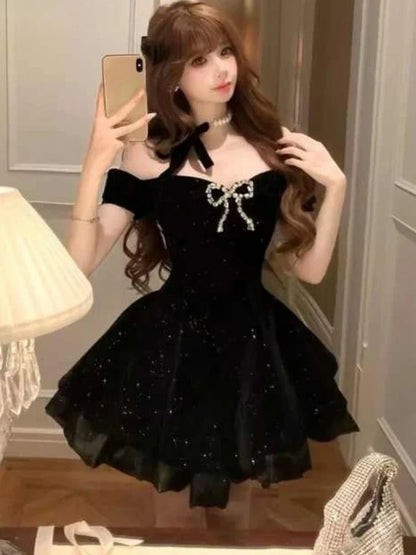 Black Off Shoulder Homecoming Dress Short Party Dress