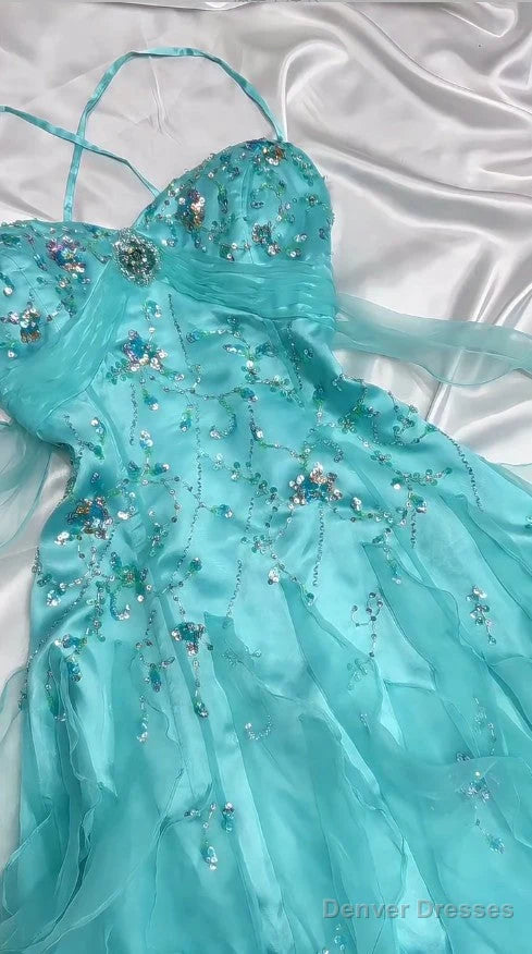 1950S Inspired Baby Princess Blue Prom Dress - Shimmering Sequins Tulle & Satin Ballgown For Formal Events