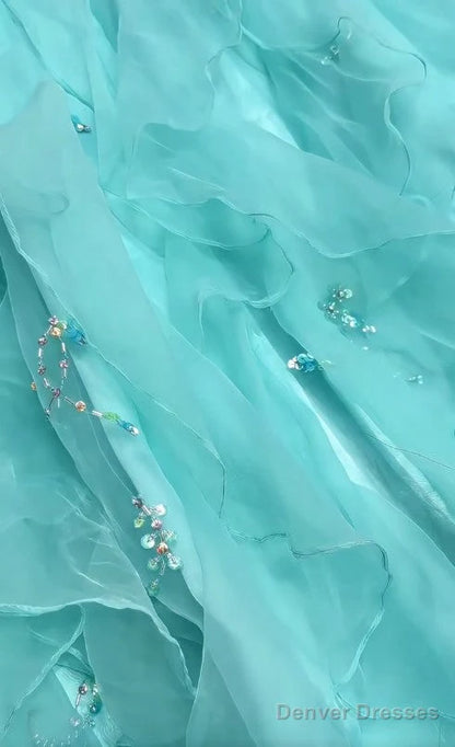 1950S Inspired Baby Princess Blue Prom Dress - Shimmering Sequins Tulle & Satin Ballgown For Formal Events