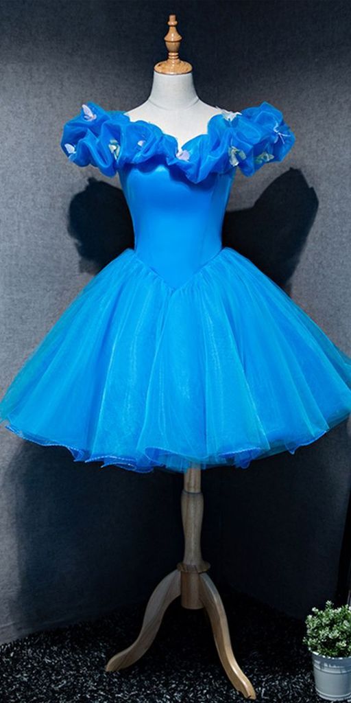Cinderella Style Off The Shoulder Organza A-Line Homecoming Dresses Birthday Dress