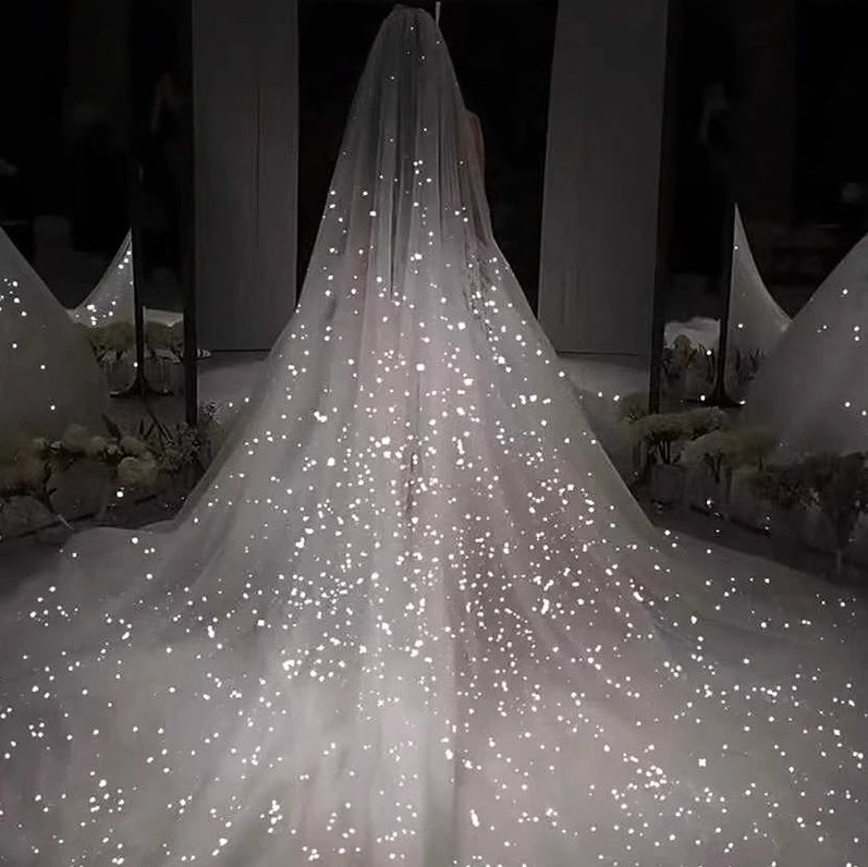 Sparkle White Sequined Wedding Veil – prommirror