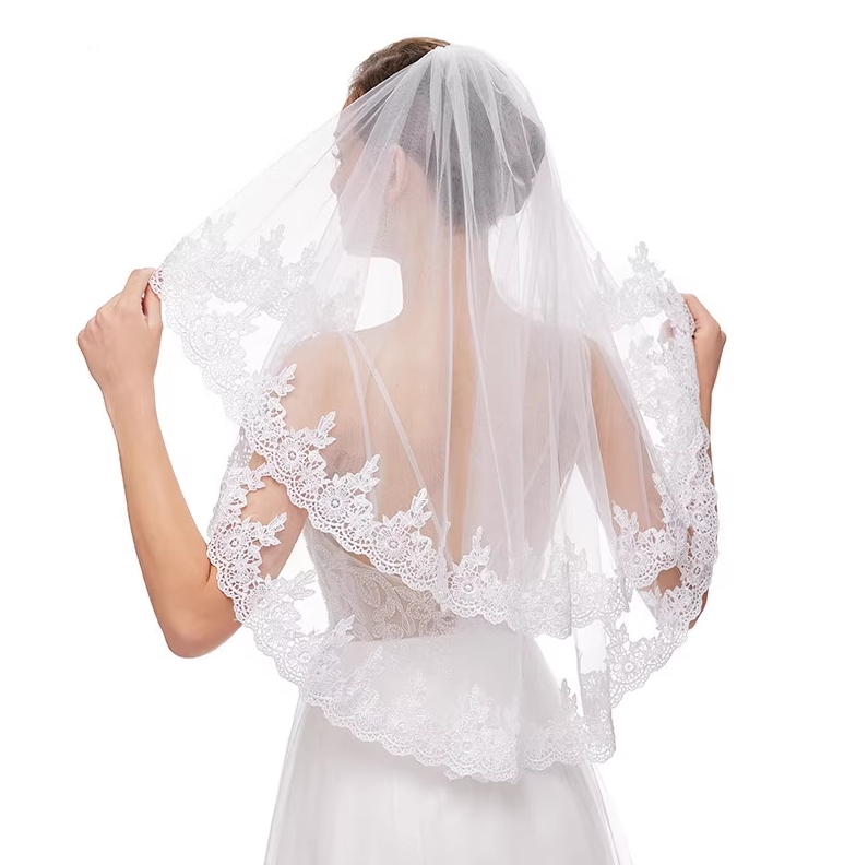 Prom Veil Double Layers Lace Tulle Bridal Veil – prommirror