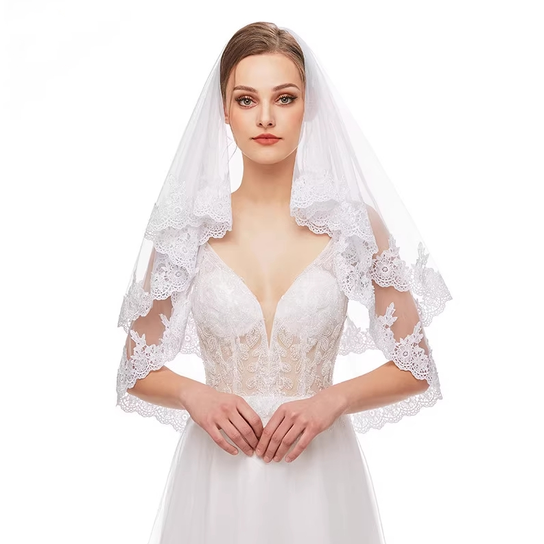 Prom Veil Double Layers Lace Tulle Bridal Veil – prommirror