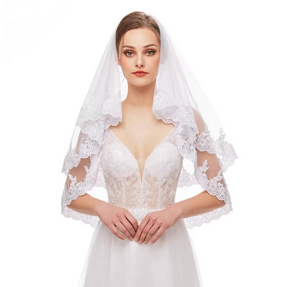 Double Layers Lace Tulle Bridal Veil
